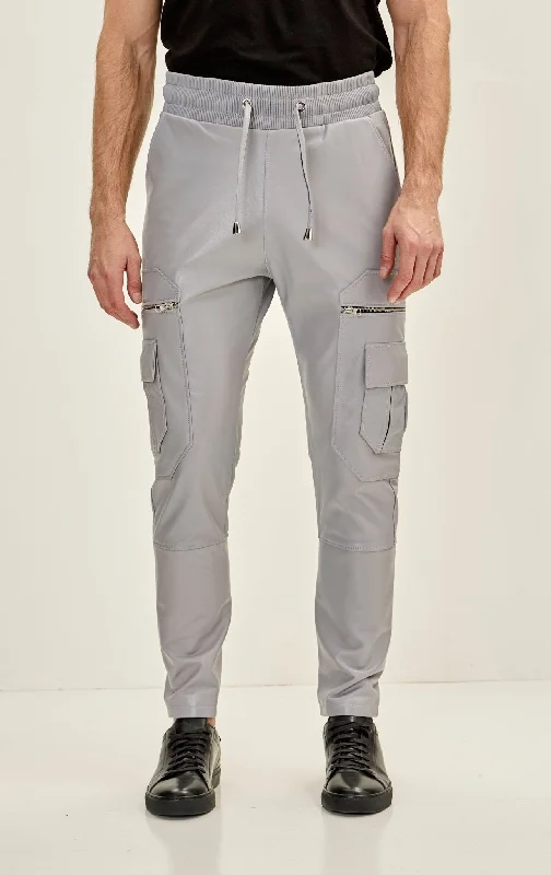 Men's Genuine Leather Destination Joggers - Grey