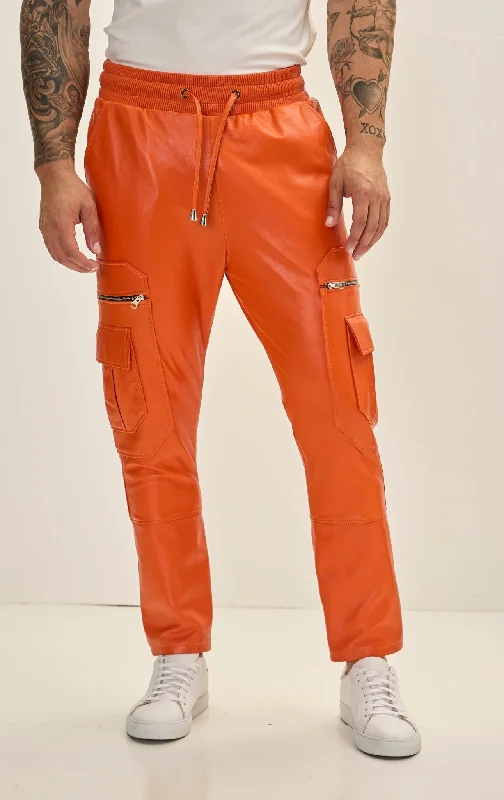 Men's Genuine Leather Destination Joggers - Orange