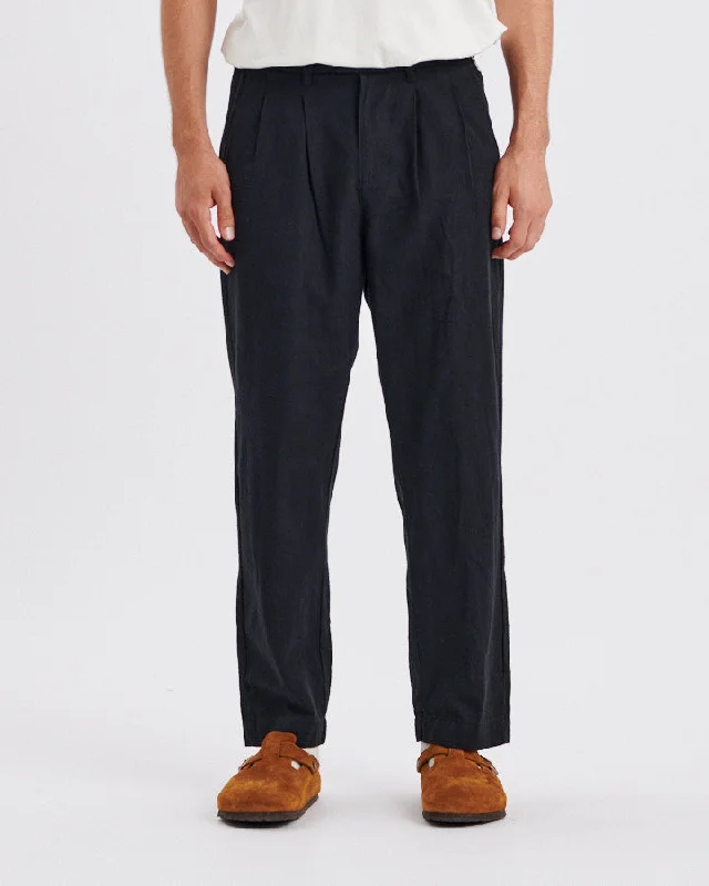 Harro Pleat Linen Pant - Black