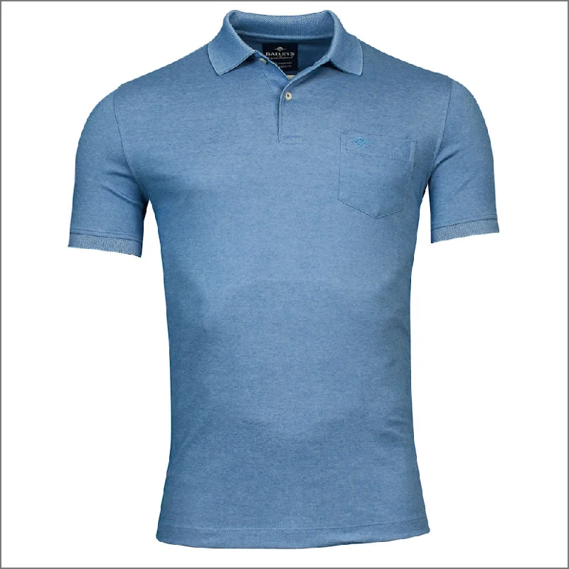 Baileys Denim Blue Cotton Blend Polo Top