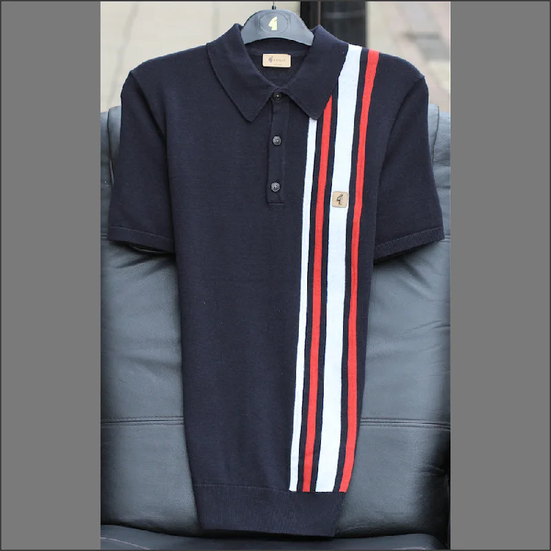 Gabicci Vintage Soda Navy Pattern Polo Top^