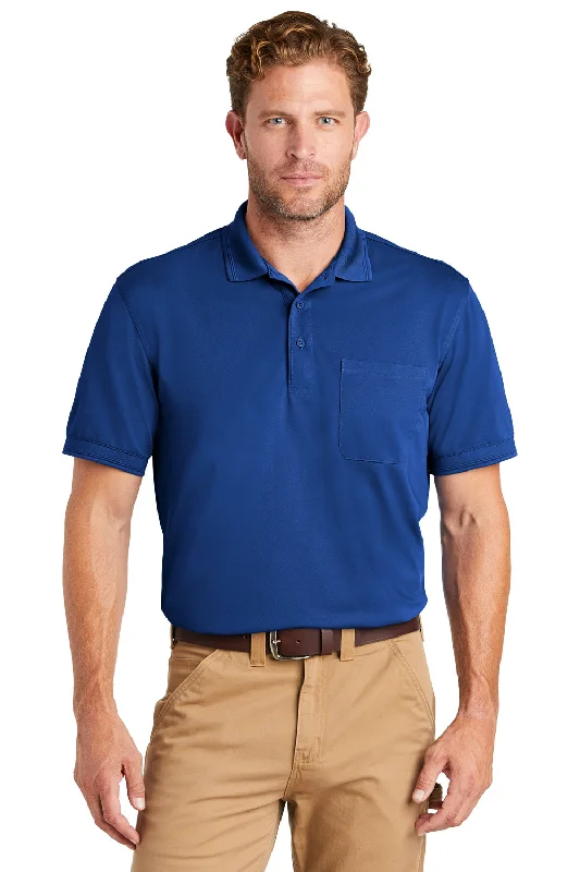 CornerStone Mens Industrial Moisture Wicking Short Sleeve Polo Shirt w/ Pocket - Royal Blue