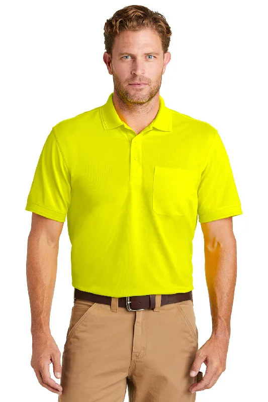 CornerStone Mens Industrial Moisture Wicking Short Sleeve Polo Shirt w/ Pocket - Safety Yellow