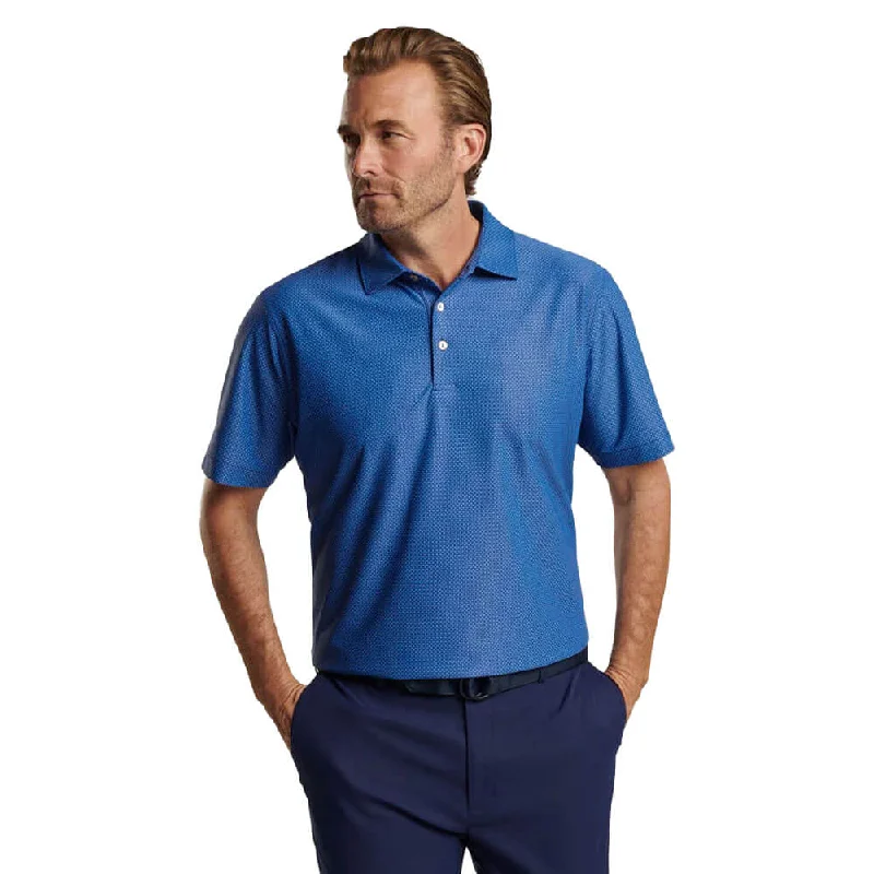 Peter Millar Cumberland Geo Performance Mesh Polo Shirt - Sport Navy