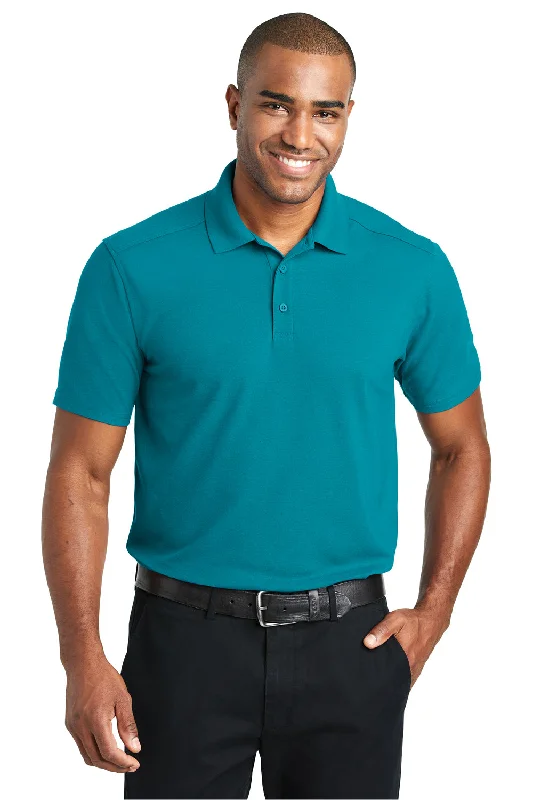 Port Authority Mens EZPerformance Moisture Wicking Short Sleeve Polo Shirt - Teal Green