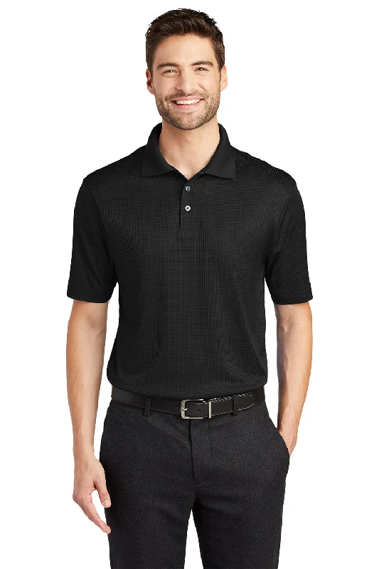 Port Authority Mens Performance Moisture Wicking Short Sleeve Polo Shirt - Black