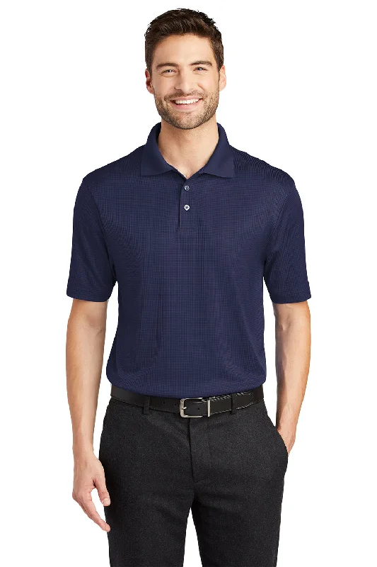 Port Authority Mens Performance Moisture Wicking Short Sleeve Polo Shirt - True Navy Blue