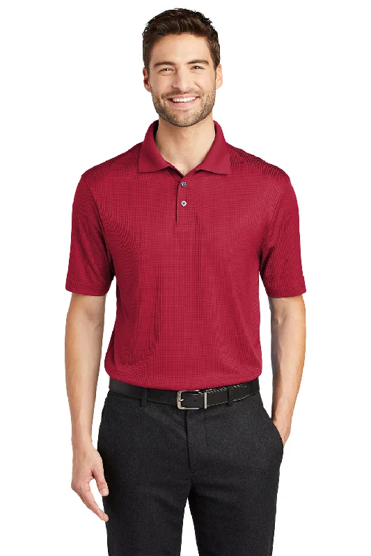 Port Authority Mens Performance Moisture Wicking Short Sleeve Polo Shirt - Rich Red