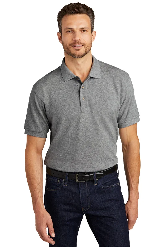 Port Authority Mens Shrink Resistant Short Sleeve Polo Shirt - Oxford Grey