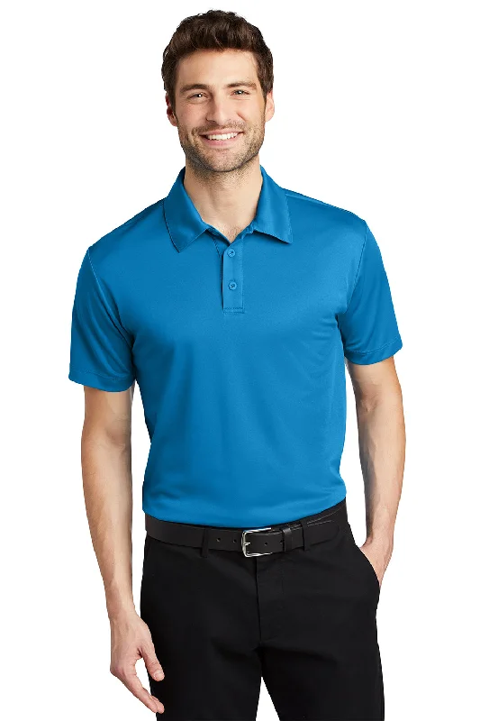 Port Authority Mens Silk Touch Performance Moisture Wicking Short Sleeve Polo Shirt - Brilliant Blue