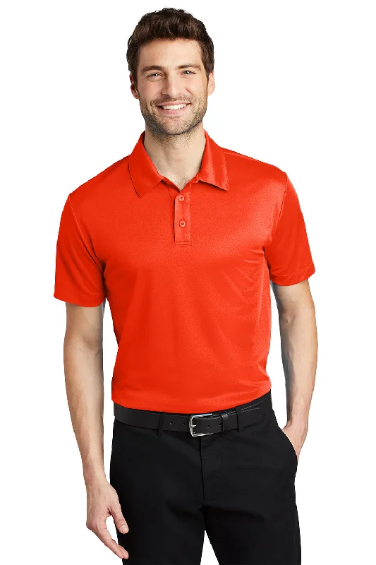 Port Authority Mens Silk Touch Performance Moisture Wicking Short Sleeve Polo Shirt - Neon Orange