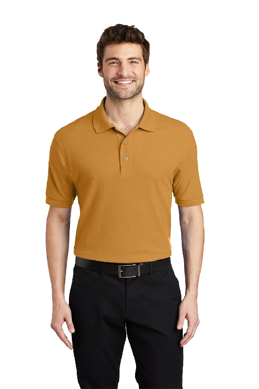 Port Authority Mens Silk Touch Wrinkle Resistant Short Sleeve Polo Shirt - Gold