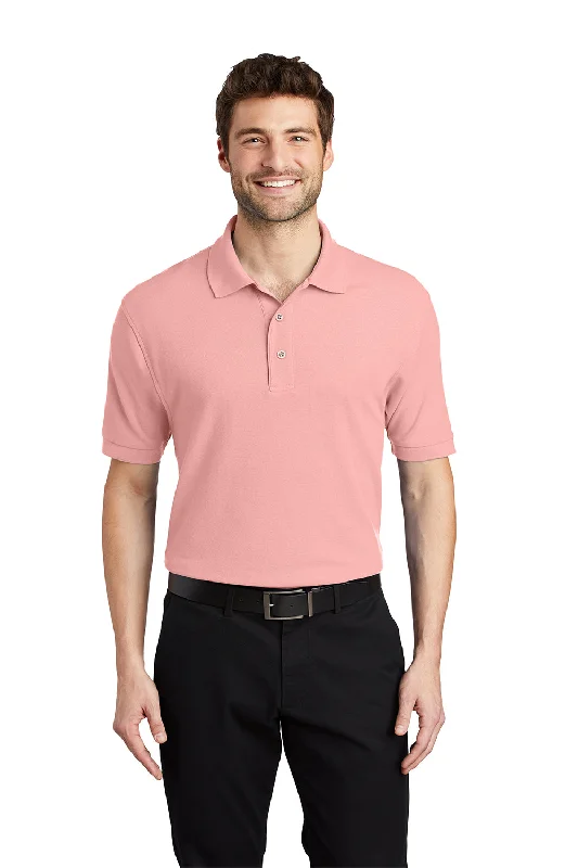 Port Authority Mens Silk Touch Wrinkle Resistant Short Sleeve Polo Shirt - Light Pink