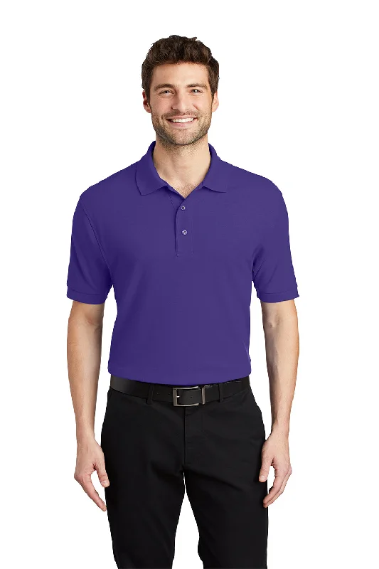 Port Authority Mens Silk Touch Wrinkle Resistant Short Sleeve Polo Shirt - Purple