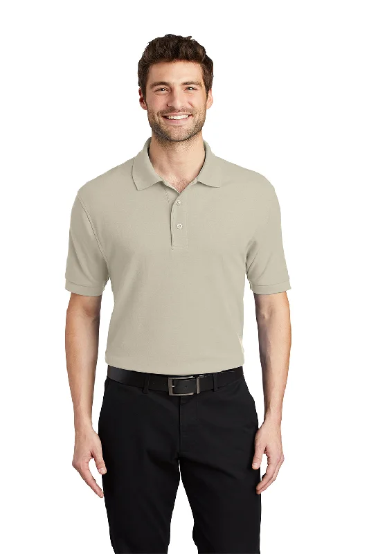 Port Authority Mens Silk Touch Wrinkle Resistant Short Sleeve Polo Shirt - Stone