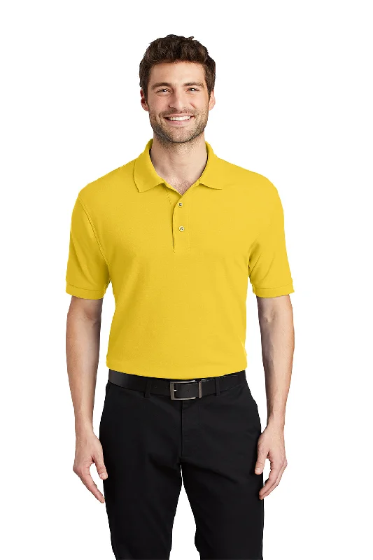 Port Authority Mens Silk Touch Wrinkle Resistant Short Sleeve Polo Shirt - Sunflower Yellow