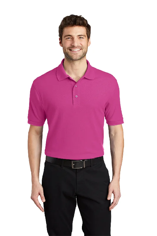 Port Authority Mens Silk Touch Wrinkle Resistant Short Sleeve Polo Shirt - Tropical Pink