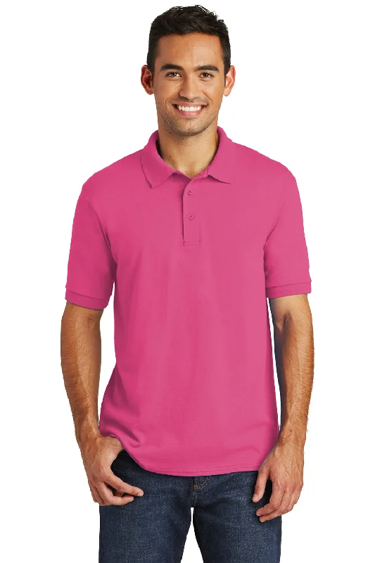 Port & Company Mens Core Stain Resistant Short Sleeve Polo Shirt - Sangria Pink