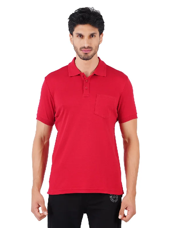 Super Combed Cotton Polo T-Shirt Red with Chest Pocket