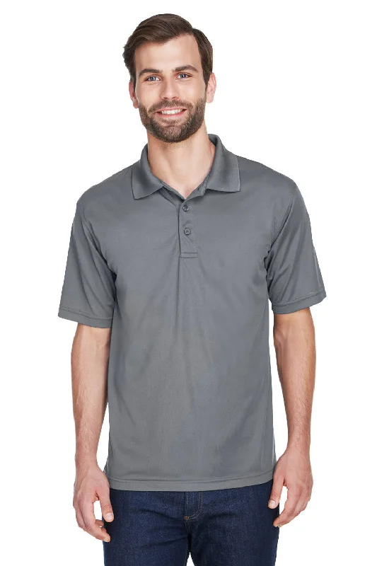 UltraClub Mens Cool & Dry Moisture Wicking Short Sleeve Polo Shirt - Charcoal Grey