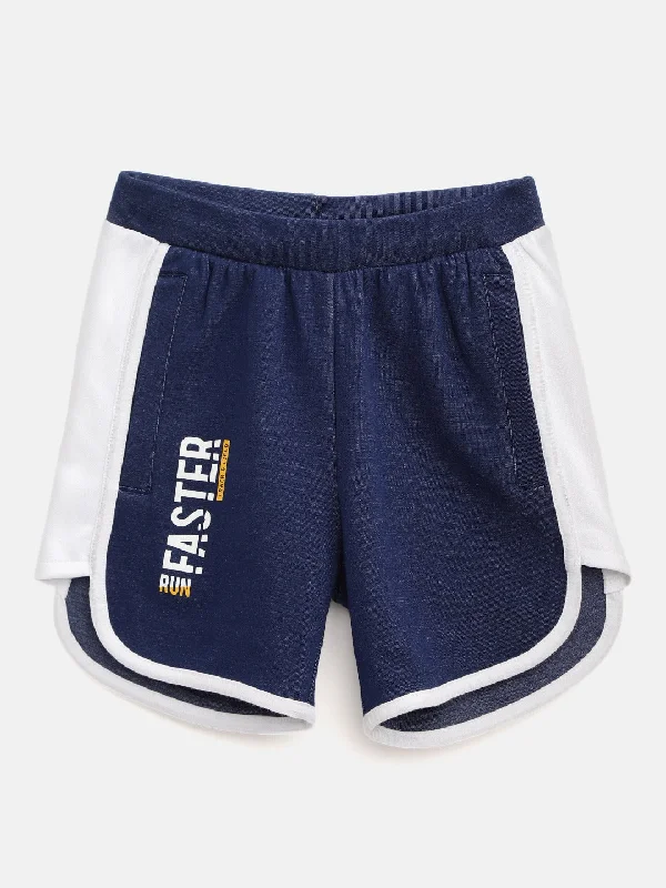 Alcis Girls Navy Blue Printed Detail Regular Fit Running Shorts