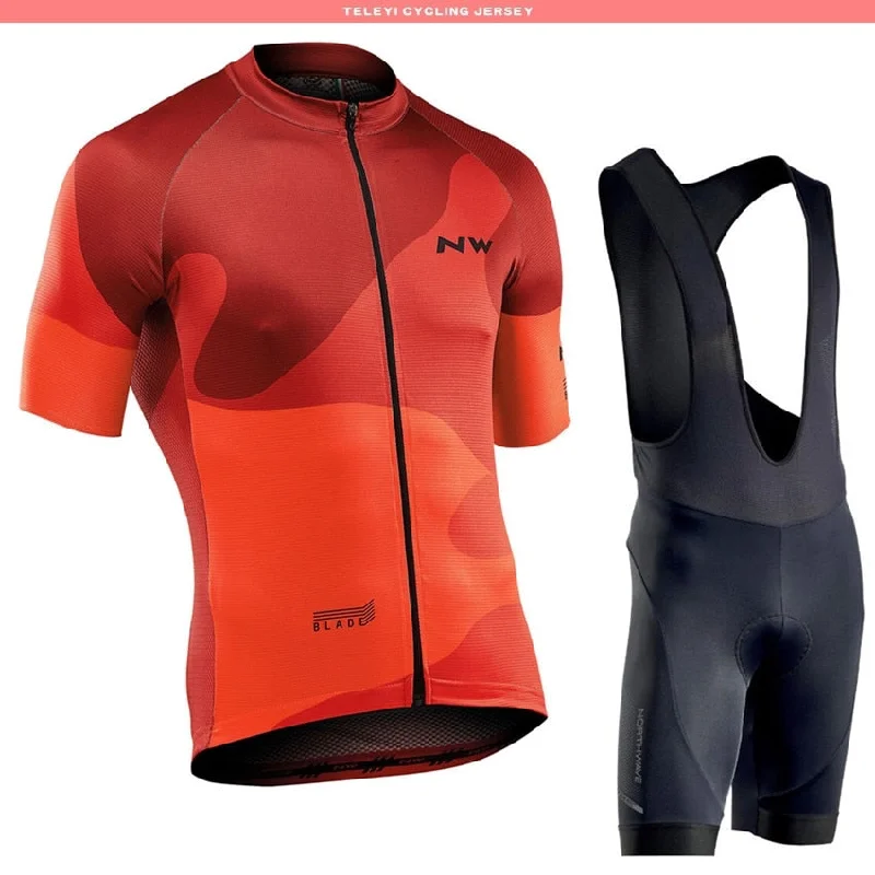 NW 2019 NORTHWAVE Summer Men Cycling Jersey Short Sleeve Set Breathable bib shorts Bicycle Clothes Gel Pad Clothing